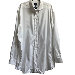 Hechter Paris White Paisley Textured Button Up Shirt Modern Fit 2XT